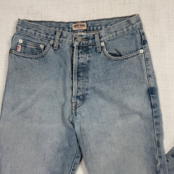 Vintage GUESS High Rise Tapered Leg Jeans Light Blue Wash Cotton Size 30 - Picture 8 of 15